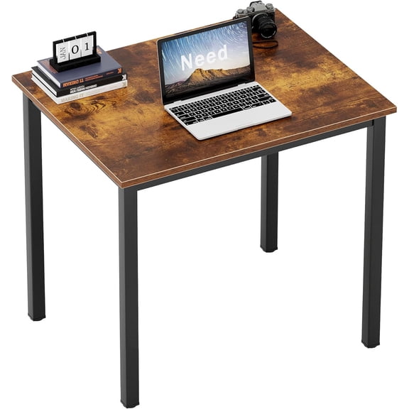 Need Small Computer Desk for Home&Office- 31.5'' Length Small Writing Desk Gaming Desk Students Laptop Use, Rustic Brown Desktop & Black Frame AC3FB(8060)