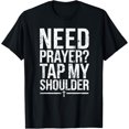 thumbnail image 1 of Need prayer tap my shoulder Christian Retro Jesus Believer T-ShirtMen's and women's gift, black and white T-shirt, size: Extra large S-4XL, 1 of 4