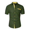 thumbnail image 1 of NeedBo Men's Dress Shirts Regular Fit Short Short Sleeve Business Casual Button Down Shirt, Olive Green Size M, 1 of 7
