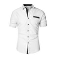 thumbnail image 1 of NeedBo Men's Dress Shirts Regular Fit Short Short Sleeve Business Casual Button Down Shirt, White Size 3XL, 1 of 7