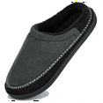 thumbnail image 1 of NeedBo Men's Slippers Memory Foam House Slippers for Men Indoor Outdoor Soft Wool-Like Lining House Shoes Size 11-12, Black, 1 of 6