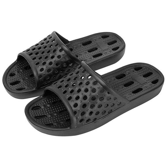 NeedBo Womens Mens Shower Shoes Non Slip Quick Drying House Sandal Slippers Indoor Home Bedroom Pool Spa Guest College Dorm, Black Size 6