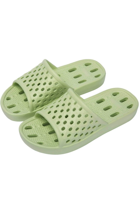 Womens Mens Shower Shoes Non Slip Quick Drying House Sandal Slippers Indoor Home Bedroom Pool Spa Guest College Dorm, Green Size 7