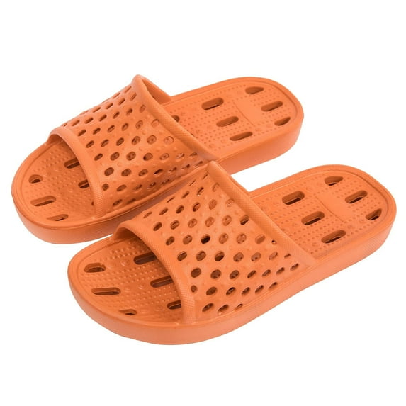 NeedBo Womens Mens Shower Shoes Non Slip Quick Drying House Sandal Slippers Indoor Home Bedroom Pool Spa Guest College Dorm, Orange Size 7