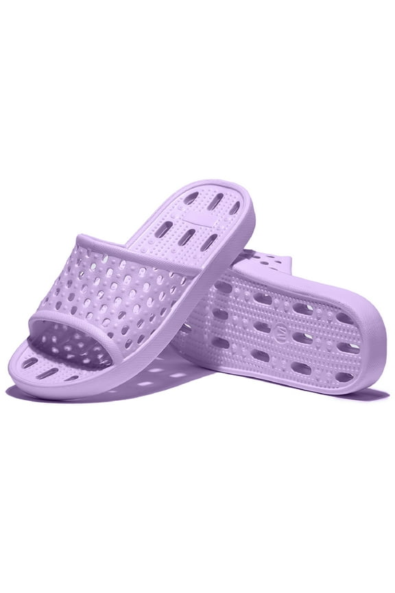 Womens Mens Shower Shoes Non Slip Quick Drying House Sandal Slippers Indoor Home Bedroom Pool Spa Guest College Dorm, Purple, 11