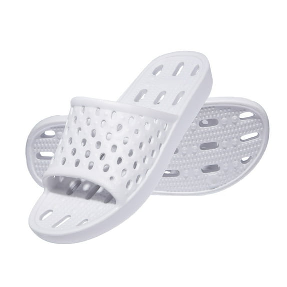NeedBo Womens Mens Shower Shoes Non Slip Quick Drying House Sandal Slippers Indoor Home Bedroom Pool Spa Guest College Dorm, White, 10
