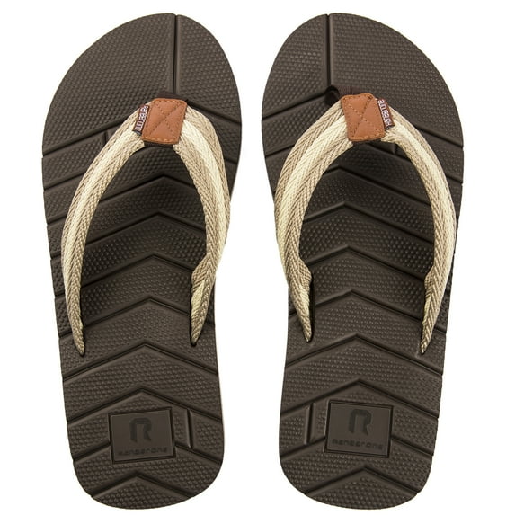 Needbo Men's Flip Flop EVA Shockproof Beach Thong Sandal Size 7, Beige