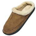 thumbnail image 1 of Needbo Men's Moccasin Slippers Fleece Fuzzy Lined House Shoes with Memory Foam Non-slip Rubber Sole, Brown Size 6-7, 1 of 7