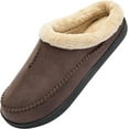 thumbnail image 1 of Needbo Men's Moccasin Slippers Fleece Fuzzy Lined House Shoes with Memory Foam Non-slip Rubber Sole, Coffee Size 6-7, 1 of 7