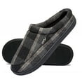 thumbnail image 1 of Needbo Men's Moccasin Slippers Plaid Microsuede Upper House Shoes Plush Lining Indoor and Outdoor Black Plaid, Size 6-7, 1 of 7
