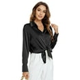 thumbnail image 1 of Needbo Women's Blouse Satin Silk Long Sleeve Button Down Shirts with Pocket Casual Work Office Top, White XS-3XL, 1 of 8