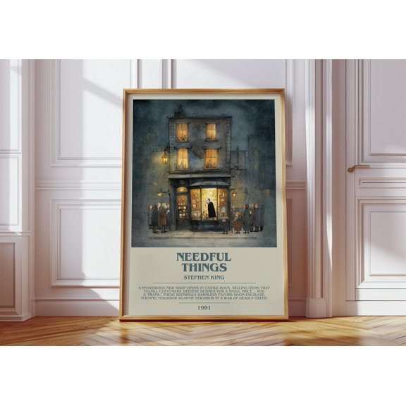 Needful Things by Stephen King Modern Book Print Poster, Horror Literary Art, Reader Gift, Bookshelf Decor UNFRAMED