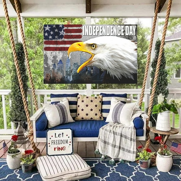 Needhep 2024 NEW Independence Day Banner Backdrop, Patriotic Eagles Decorations Photo Backdrops Flags, American Flag American Flag Patriotic Soldier Backdrop Flags Holiday Decorations (B)