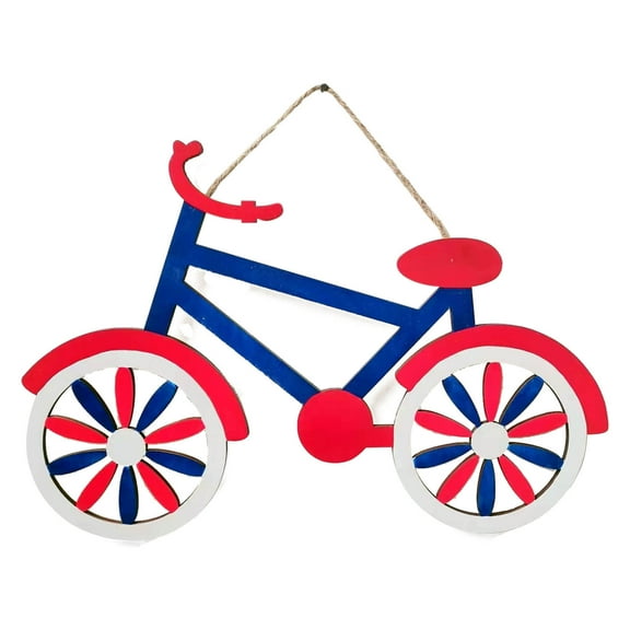 Needhep 2024 NEW Independence Day Suit Bicycle Hanging Ornaments Three-dimensional Background Ornaments Desktop Ornaments, Rustic Memorial Day Decor Hanging Sign, Decor for Home (A)