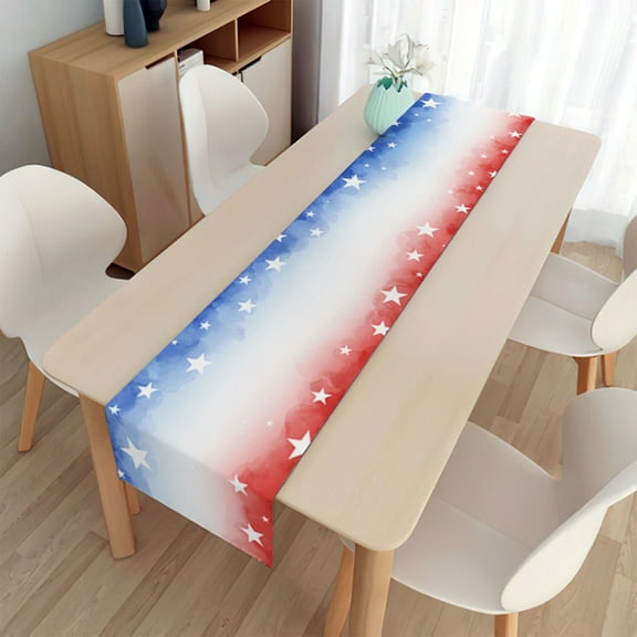 Needhep 2024 NEW Independence Day Table Flag With Non-Slip Heat Resistance Linen Tablecloth Decorative Table Runner Mat For Dining Table, Memorial Day Decor Patriotic Decor (D)