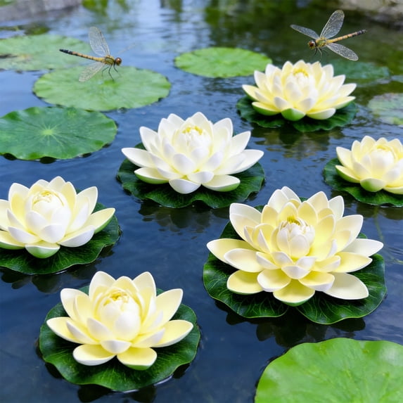Needhep 7 Inch Floating Foam Lotus Flowers with Leaf Artificial Water ...