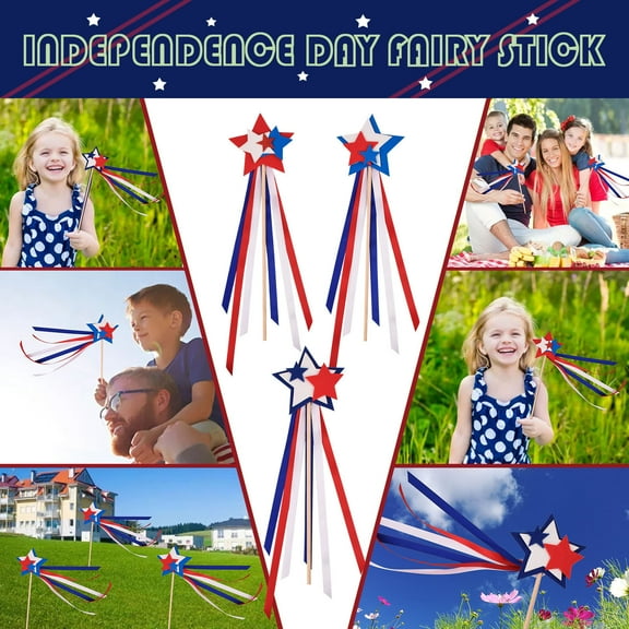 Needhep Independence Day 2024 NEW clearance Cocktail Picks, Patriotic Red White Blue Fireworks Bamboo Skewers Sticks, Cupcake Toppers for Fourth of July Party Supplies Decorations (D)