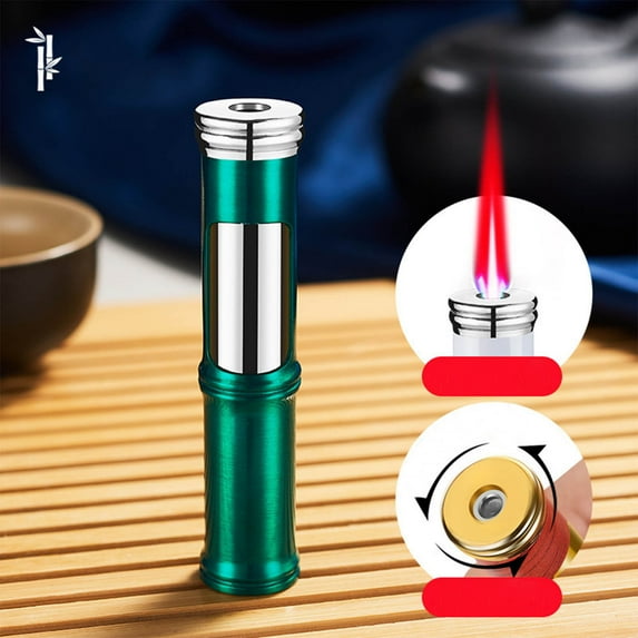 Needhep Large Butane Torch Lighter, Bright Fire Lighter with Safety Lock and Adjustable Red/Blue Flame, Windproof Jet Flame Lighters for Camping Outdoor Men And Women Gifts (Green)