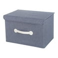thumbnail image 1 of Needhep Linen Fabric Closet Boxes With Lids Clear Plastic Storage Containers, Rubbermaid Storage Bin, Large Storage Bins With Lids Heavy Duty, Room Must Haves (Blue,Orange,Gray), 1 of 1