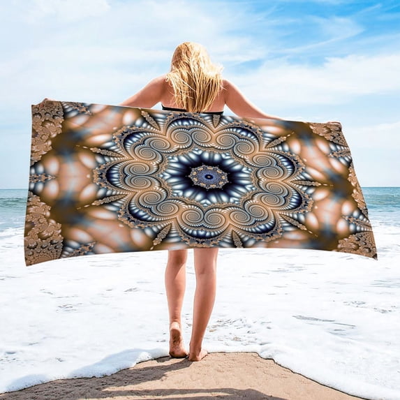Needhep Microfiber Shawl Beach Towel,Sand Beach Towels, Quick Dry Sand Free Beach Towel, Travel Beach Towel, Fluffy Oversized Beach Towel (A)