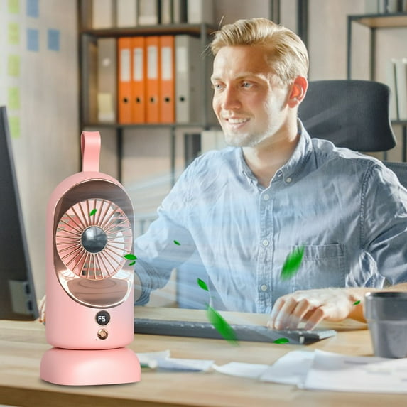 Needhep Personal Quiet Table Fan,Small Office Fan, Small Quiet Fan For Sleeping, Portable Small Fan, Oscillating Pedestal Fan (Pink)