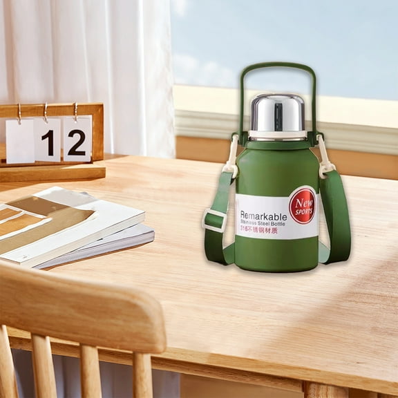 Needhep Portable Simple Modern Kids Water Bottle,Vacuum Insulated Stainless Steel Metal Thermos Bottles Reusable Leak Proof BPA-Free Flask, Extra Long Insulation Hot for School (Green)