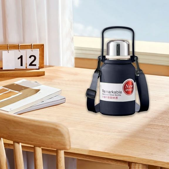 Needhep Portable Simple Modern Kids Water Bottle,Vacuum Insulated Stainless Steel Metal Thermos Bottles Reusable Leak Proof BPA-Free Flask, Extra Long Insulation Hot for School (Black)