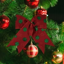 Needhep Red Velvet Christmas Wreath Bows, Large Christmas Tree Topper Bow, Christmas Velvet Bow, Christmas Red Flocking Bow Hanging for Christmas Parties Christmas Trees Indoor Crafts (B)