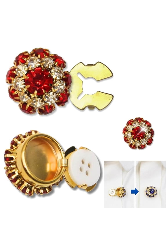 Rhinestone Button Covers, Button Covers Rhinestone Buttons, Rhinestone Button for Women, Detachable Shirt Button Clips Buttons Jewelry, Crystal Fancy Buttons for Clothing Decorative (A)