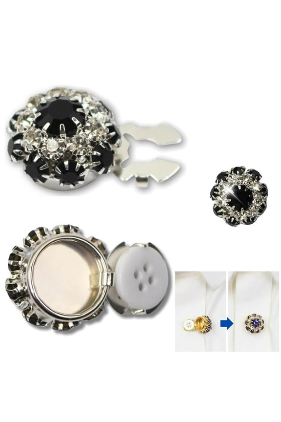 Rhinestone Button Covers, Button Covers Rhinestone Buttons, Rhinestone Button for Women, Detachable Shirt Button Clips Buttons Jewelry, Crystal Fancy Buttons for Clothing Decorative (A)