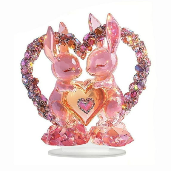 Needhep Valentine's Day Romantic Crystal Ball Table Decoration, 2D Flat Acrylic Desktop Decoration Valentine's Day Love Rose 2D Acrylic Desktop Decoration for Outdoor Wedding Party Decor (A)