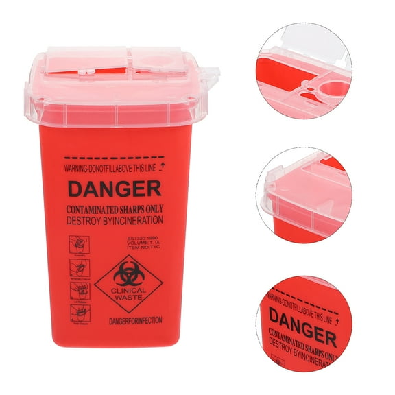 Needle Container Disposal,3Pcs Sharps Disposal Container With Flip Open Lid Disposal Container Sharps Holder For Home Clinic Office Barber