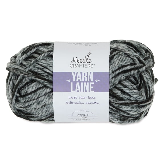 Needle Crafters Twist Duo-Tone Yarn - Black and White, 46 yds