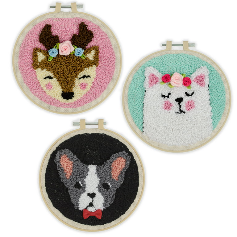 Needle Creations Animal Punch Craft Kit (3 Pieces) 