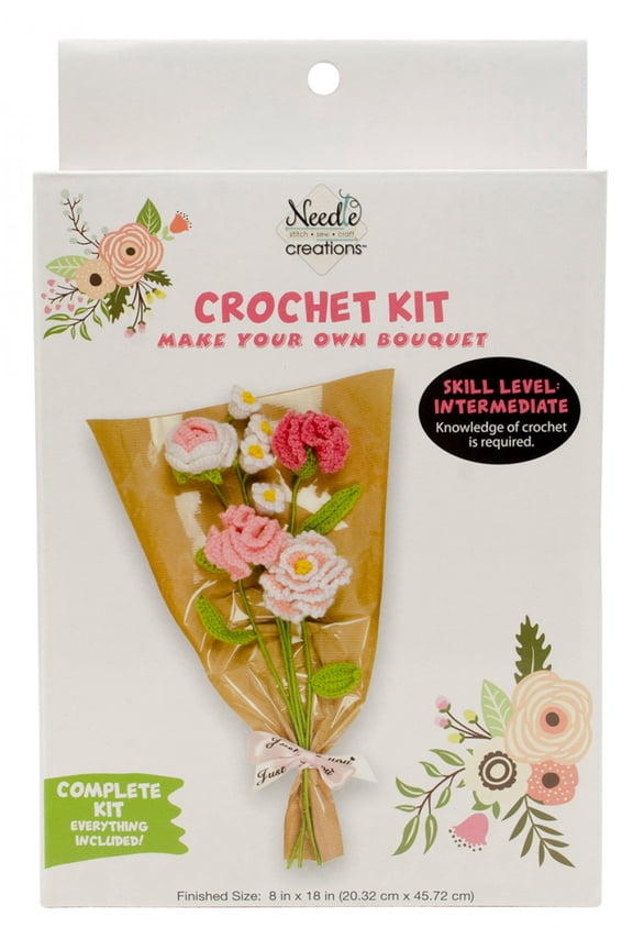 Pink Floral Bouquet Crochet Kit