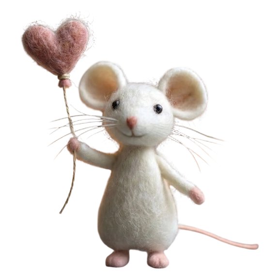 Needle Felted Handmade Felt Figurines Valentines Day Gift Animal Decoration Felt Ornaments For Tiered Tray Tabletop Home Car Decor (E)