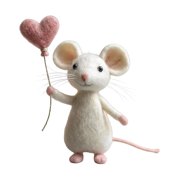Needle Felted Mouse, Valentine's Day Gift, Charming Handmade Valentine Felt Mice Figurines, Felt Mouse Ornaments Tiered for Room or Gift, Soft Felt Mouse for Festive Home Decor