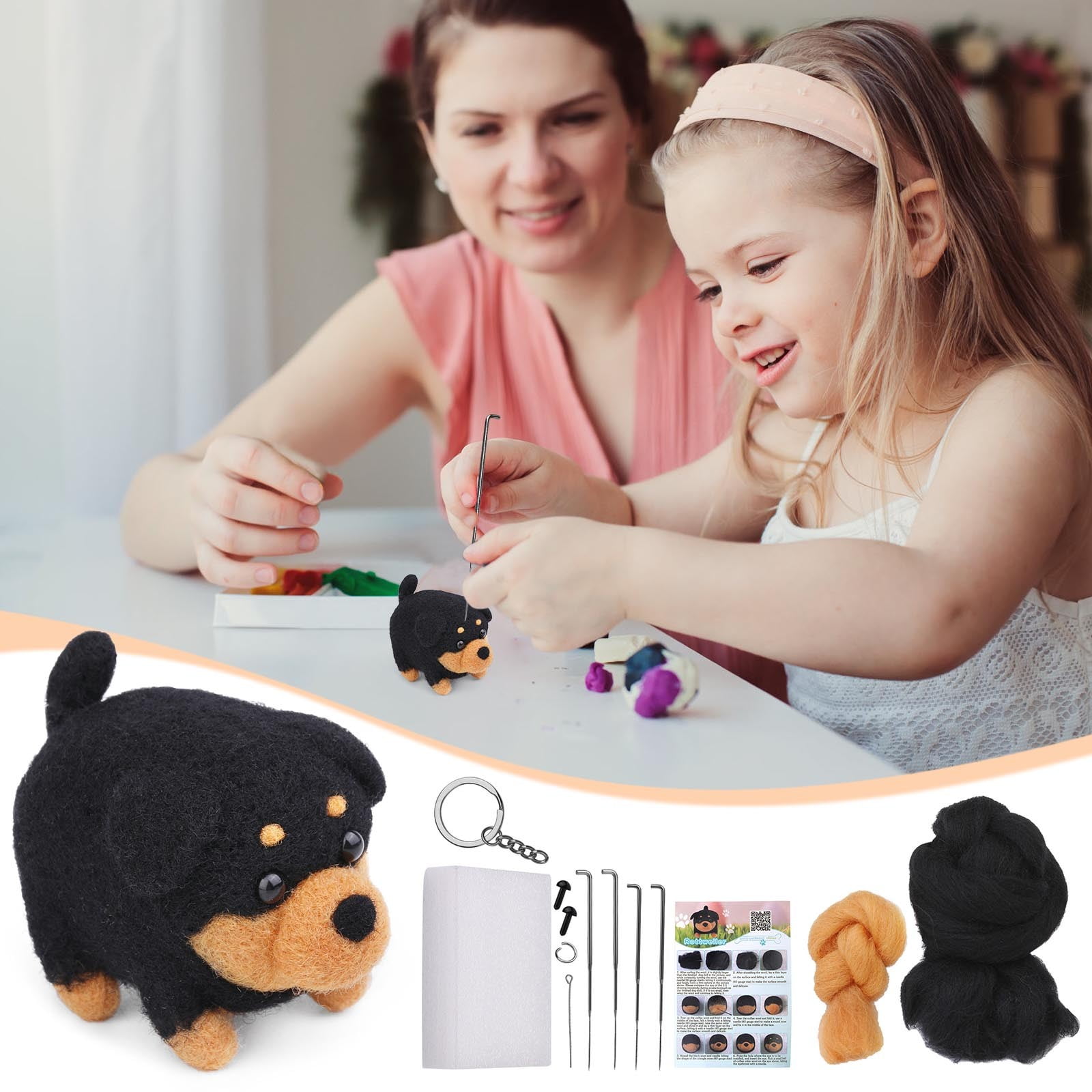 Needle Felting Kit for Beginners, DIY Wool Animal Craft Set, Dog ...