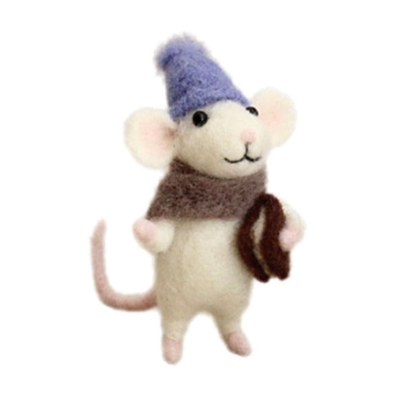 Needle Felting Kit Beginner Felting Kits, Animal Mice Unfinished Wool Felt Mouse Craft Kits, Cute Handmade Wool Felt Holiday Mouse Ornament, for Beginner DIY Craft