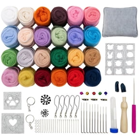 24 Colors Needle Felting Kit, Complete Wool Felting Supplies with Wool Roving, Felting Needles, Tools, Molds & Accessories, DIY Craft Set for Beginners & Adults