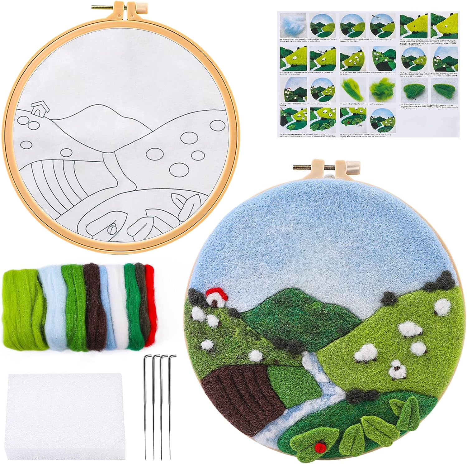 Needle Felting Kit, Felt Painting Kit for Beginners, Felt Painting Set