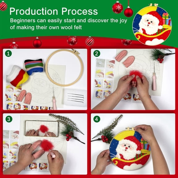 Needle Felting Kit Felt Supplies for Beginners with Wool, Felting Needles, Finger , Foam Table, Photo Frame
