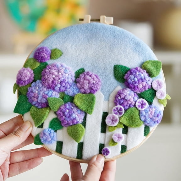 Wizardi Beginner Needle Felting Kit for Adults - Purple Thistle Bloom. Nature Felting Kit 20x20cm. Felting Tools. Wool Felting Supplies. Felt Crafts. Wool Felt. F07N8-W442
