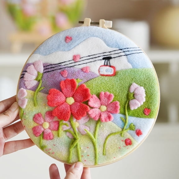Wizardi Beginner Needle Felting Kit for Adults - Wildflower Dreams. Nature Felting Kit 20x20cm. Felting Tools. Wool Felting Supplies. Felt Crafts. Wool Felt. F07N8-W441