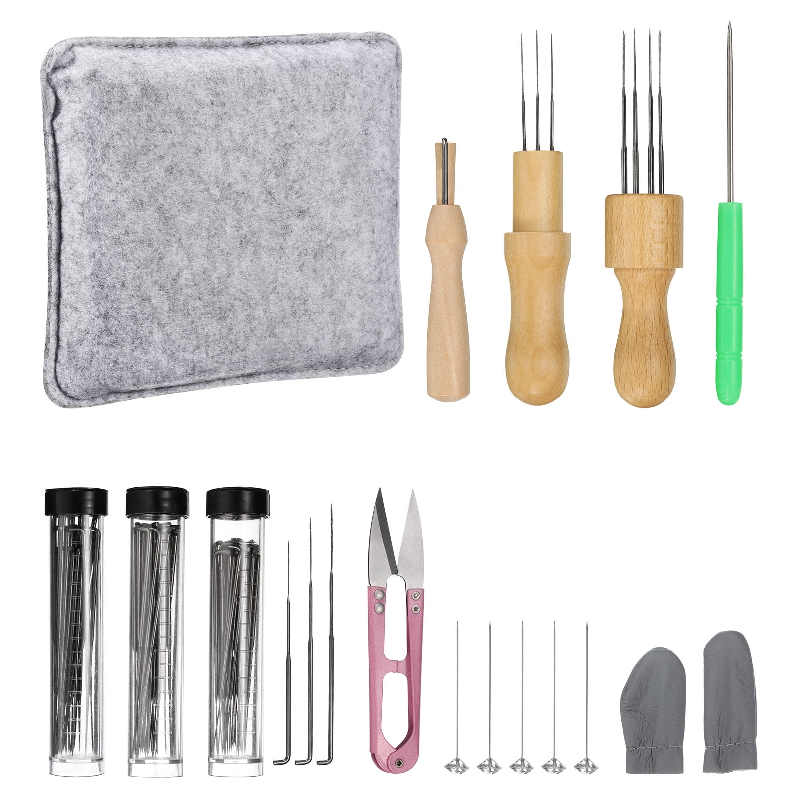 Needle Felting Kit, Wool Felting Needle Tool Holder, Needle Felting Supplies 3 Size Felting Needles