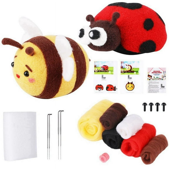 Needle Felting Kit, Wool Needle Felting Kit (Ladybug, Bee)