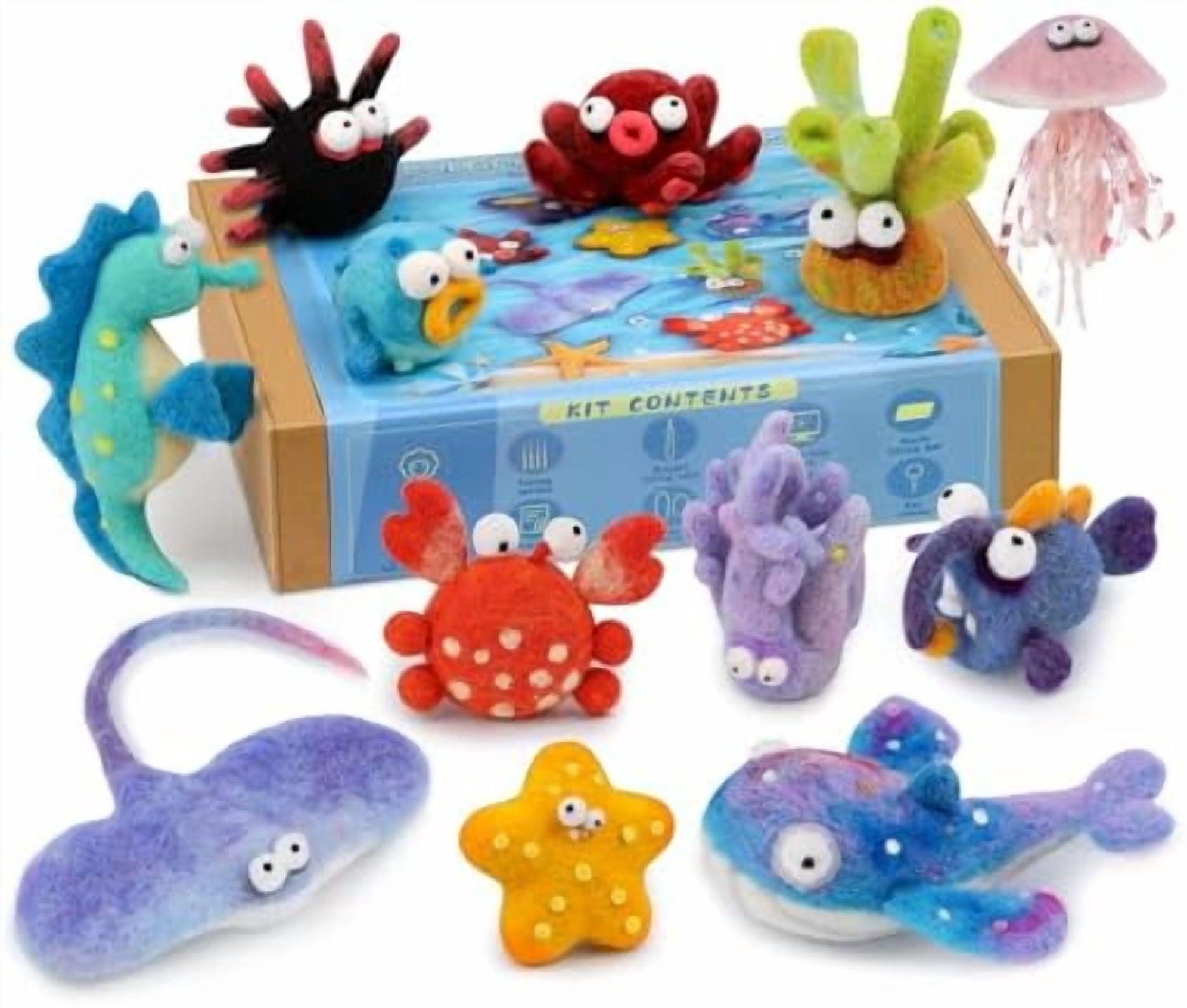Needle Felting Kits for Beginners Adult 12 Sea Animal Supplies with Wool Roving, Felt Art Kit, Wool Felting Kit for DIY Craft Home Decoration Party Supplies for Starters$$Art & Craft