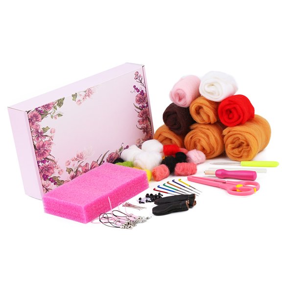 Needle Felting Starter Kits with Tool Needle Felting Tool Needle Felting Set Wool Roving Set Felting Supplies