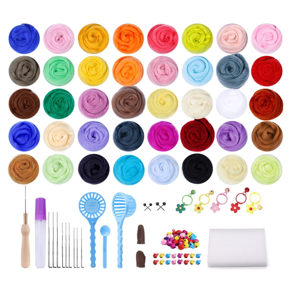 Needle Felting Tool Wool Roving 40 Colors Needle Felting Set with Felting Tool