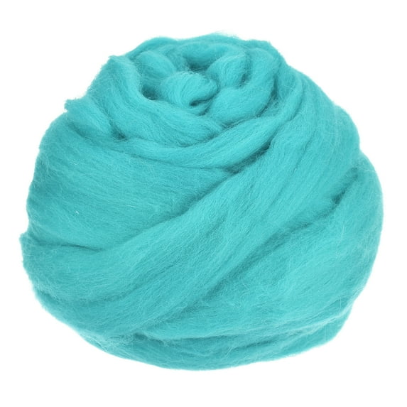 Needle Felting Wool, 3.5Oz Nature Fibre Wool Yarn Roving for Wet Felting, Handcrafts (Lake Blue)